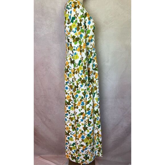 1970s Flower Power Maxi Dress Day Glo - Picture 7 of 12